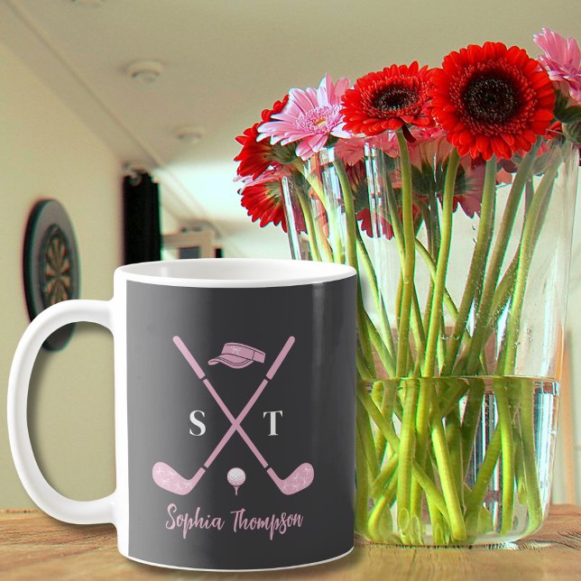 Taza De Café Elegant Pink Golf Club White Bows Custom Birthday (Subido por el creador)