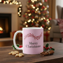 Taza De Café Elegant Pink Merry Christmas Mug – Floral Holiday
