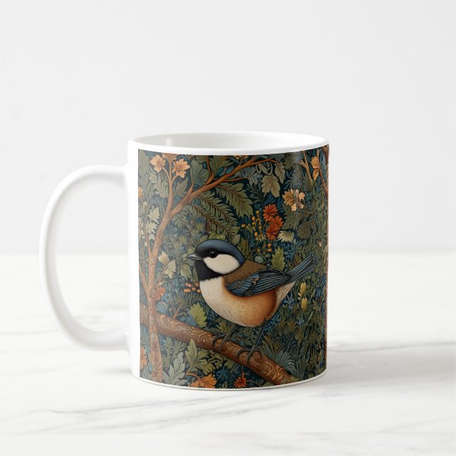 Taza De Café Elegant Retro Art Nouveau woodland bird (Izquierda)