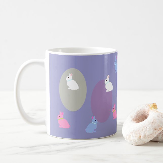 Taza De Café Elegant Retro Lilac Rabbit Bunny Easter Mug (Con donut)