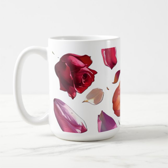 Taza De Café Elegant Scattered Floral Petal Mug | Modern Mug (Izquierda)