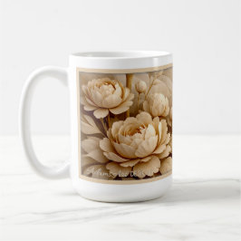 Taza De Café Elegant Sepia Rose Garden Floral Art