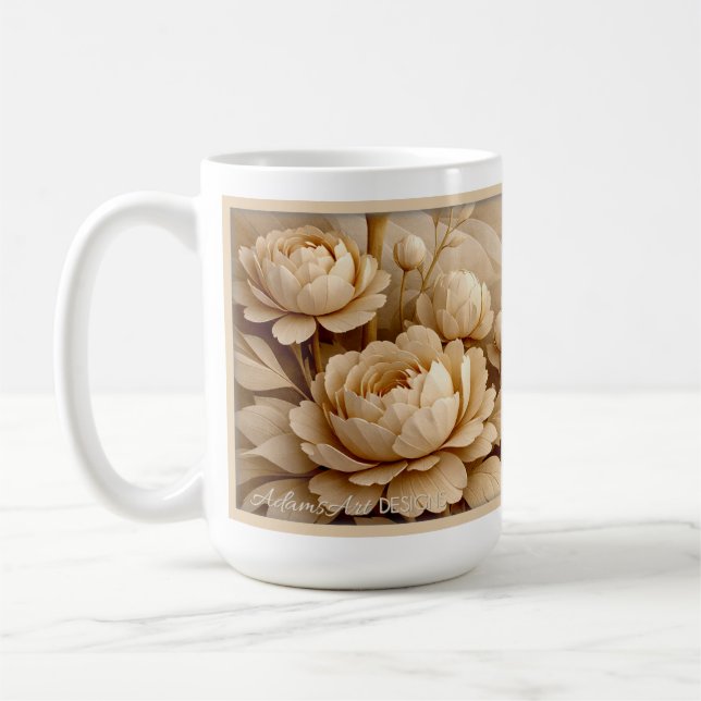 Taza De Café Elegant Sepia Rose Garden Floral Art (Izquierda)