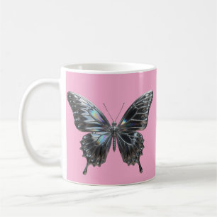 Taza De Café Elegant Silver Butterfly with Open Wings