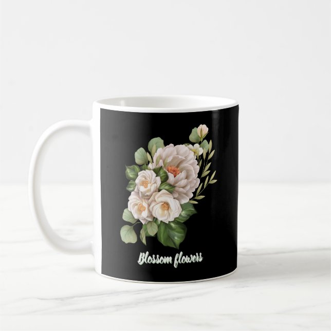 Taza De Café Elegant white floral bouquet with green leaves (Izquierda)