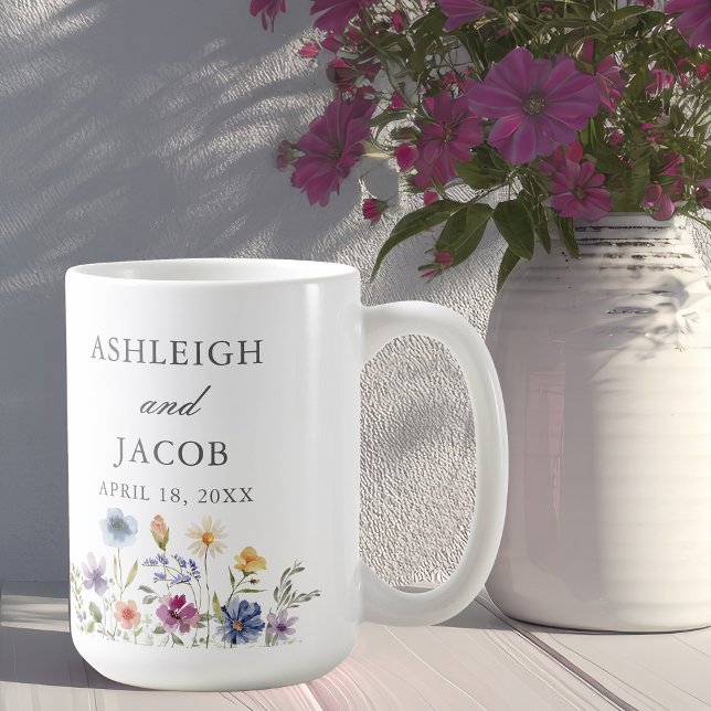 Taza De Café Elegant Wildflower Wedding Anniversary Custom (Subido por el creador)