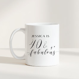 Taza De Café Elegante 40 y Fabuloso Regalo de Cumpleaños con No
