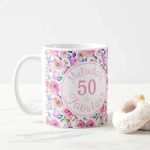 Taza De Café Elegante 50 y fabulosa acuarela con nombre