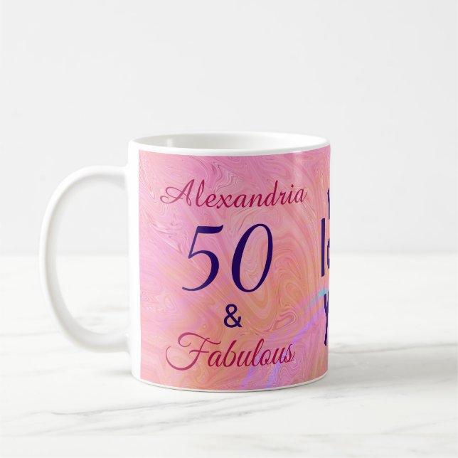 Taza De Café Elegante 50 y fabuloso Personalizado acuático rosa (Izquierda)