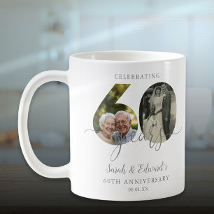 Taza De Café Elegante 60° Aniversario Boda 2 Foto