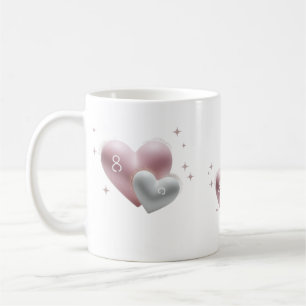 Taza De Café Elegante 8º Aniversario Big Little Hearts Clásico