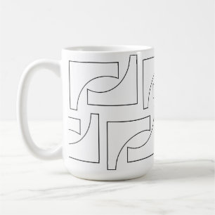 Taza De Café Elegante a la moda Geométrica Negro y Blanco