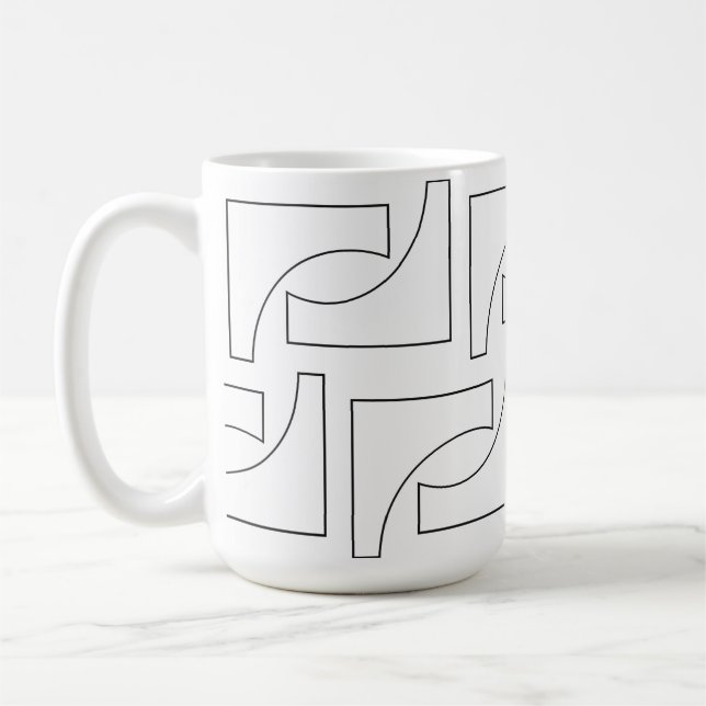 Taza De Café Elegante a la moda Geométrica Negro y Blanco (Izquierda)