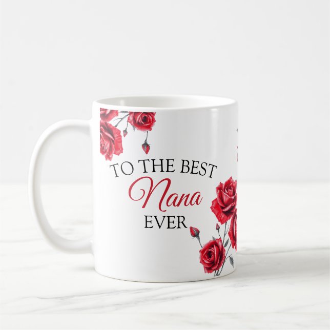 Taza De Café Elegante abuela de rosas rojas (Izquierda)