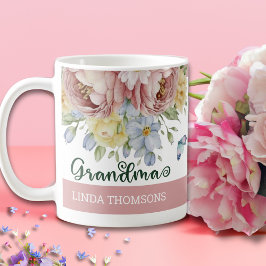 Taza De Café Elegante abuela floral de primavera amarilla Rubor