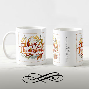Taza De Café Elegante Acción de Gracias Autumn Color Nombre Acu