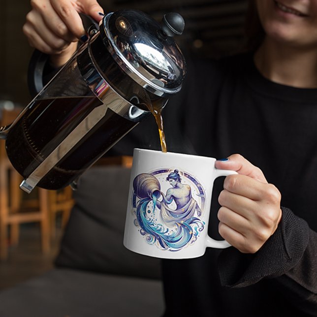 Taza De Café Elegante acuarela Aquarius Zodiac Personalizado Mu (Subido por el creador)