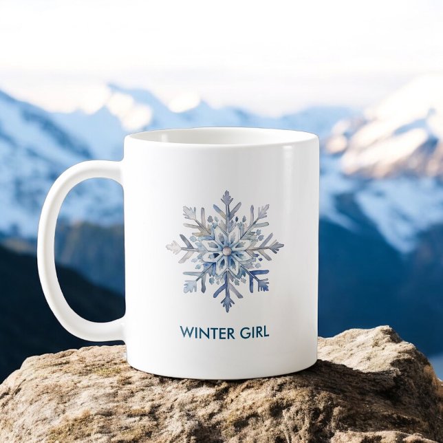 Taza De Café Elegante acuarela de copo de nieve (Elegant Snowflake Watercolor Coffee Mug)
