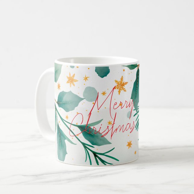 Taza De Café Elegante acuarela Feliz Navidad (Anverso izquierdo)