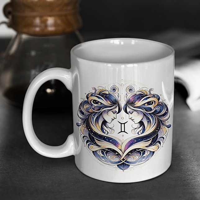 Taza De Café Elegante acuarela Gemini Zodiac Personalizado Mug (Subido por el creador)