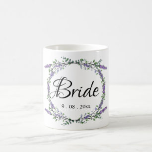 Taza De Café Elegante acuarela Lavanda Eucalyptus Bride