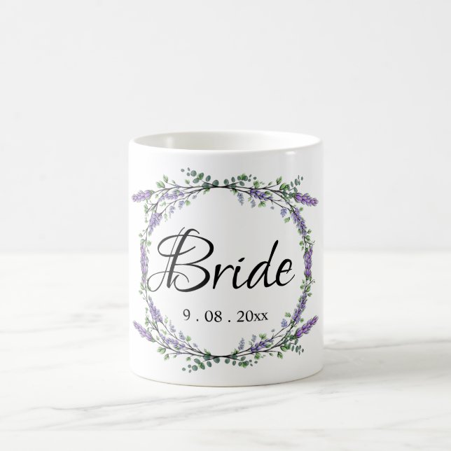 Taza De Café Elegante acuarela Lavanda Eucalyptus Bride (Centro)