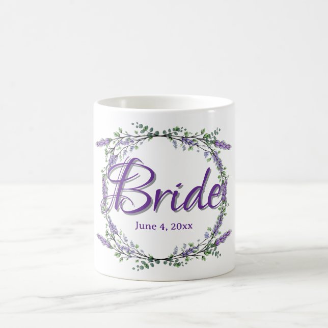Taza De Café Elegante acuarela Lavanda Eucalyptus Bride (Centro)