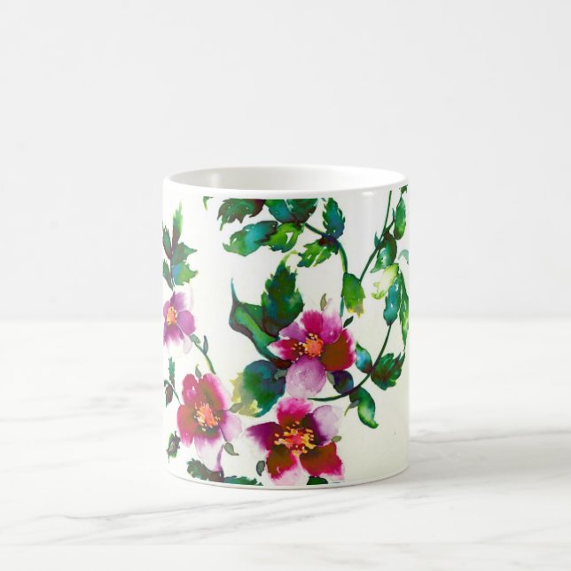 Taza De Café Elegante acuarela moderna flores silvestres de col (Centro)
