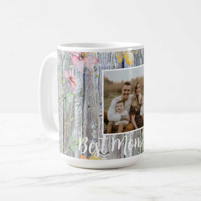 Taza De Café Elegante acuarela naranja flores silvestres mamá d (Anverso izquierdo)