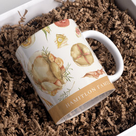 Taza De Café Elegante acuarela Otoño Caer Turco Acción de Graci