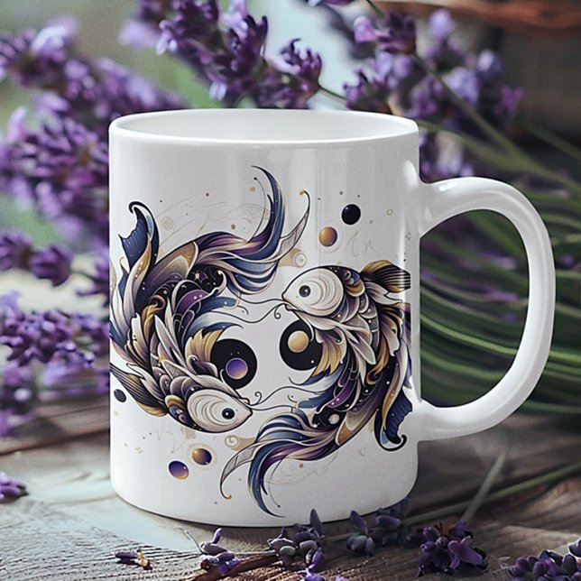 Taza De Café Elegante acuarela Pisces Zodiac Personalizado (Subido por el creador)