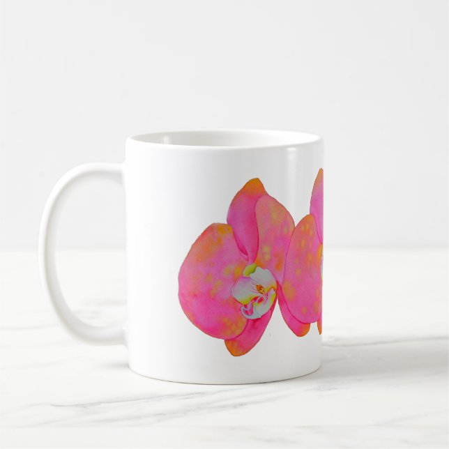 Taza De Café Elegante acuarela rosa Orquídea (Izquierda)