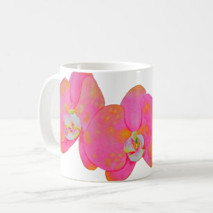 Taza De Café Elegante acuarela rosa Orquídea