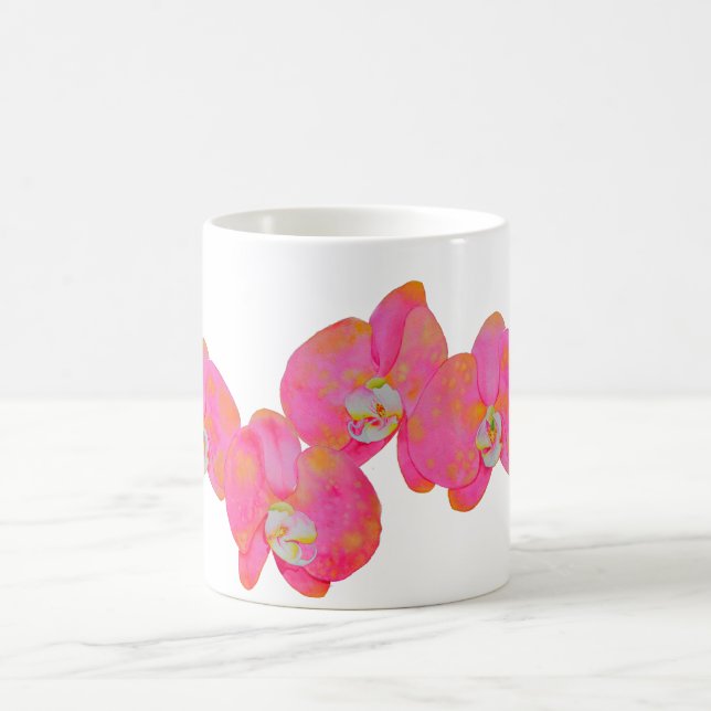 Taza De Café Elegante acuarela rosa Orquídea (Centro)