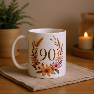 Taza De Café Elegante alfombra de cumpleaños 90 para la abuela