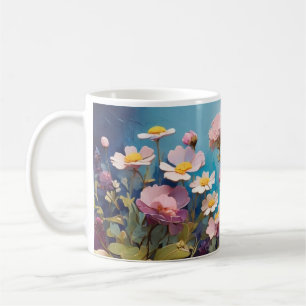 Taza De Café Elegante alfombra de flores 3D