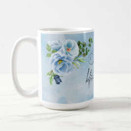 Taza De Café Elegante Algo Floral Azul Ducha Bridal
