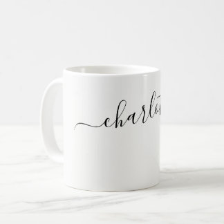 Taza De Café Elegante Algodón Color Moderno Nombre Personalizad