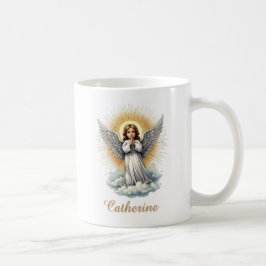 Taza De Café Elegante Ángel Blanco Religioso Cristiano