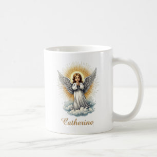 Taza De Café Elegante Ángel Blanco Religioso Cristiano