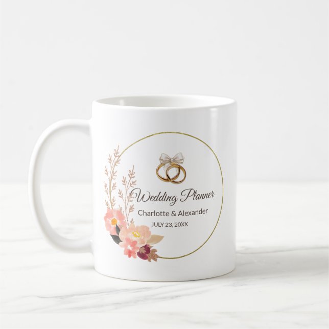 Taza De Café Elegante Anillos Bodas de oro Personalizados (Izquierda)