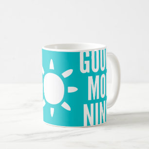 Taza De Café Elegante Aqua Blue Buenos Días Té Té Café Mug