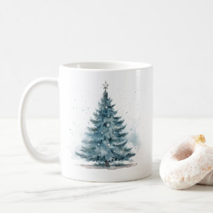 Taza De Café Elegante árbol de Navidad azul de invierno Wonderl