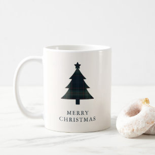 Taza De Café Elegante árbol de navidad azul y verde