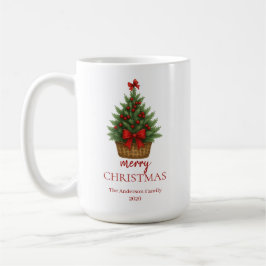 Taza De Café Elegante árbol de Navidad – cinta roja
