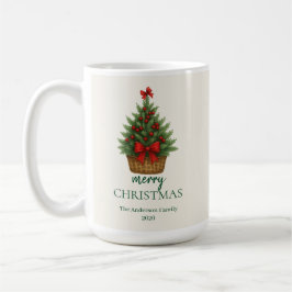 Taza De Café Elegante árbol de Navidad – cinta roja