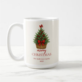 Taza De Café Elegante árbol de Navidad – cinta roja