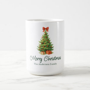 Taza De Café Elegante árbol de Navidad con arcos y presencias r