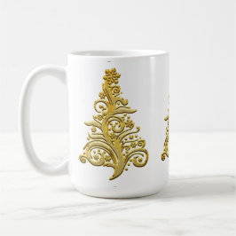 Taza De Café Elegante árbol de navidad de filigrí dorado