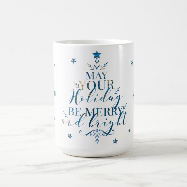 Taza De Café Elegante árbol mágico de Navidad tipográfico (Centro)